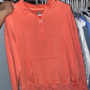 pink quarter zip collared aerie sweatshirt